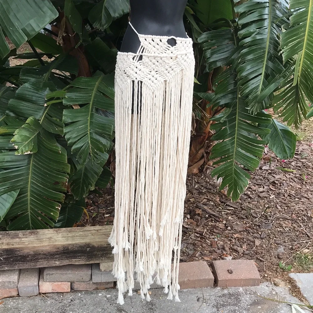 Macramé or crochet fringe Festival skirt or belt